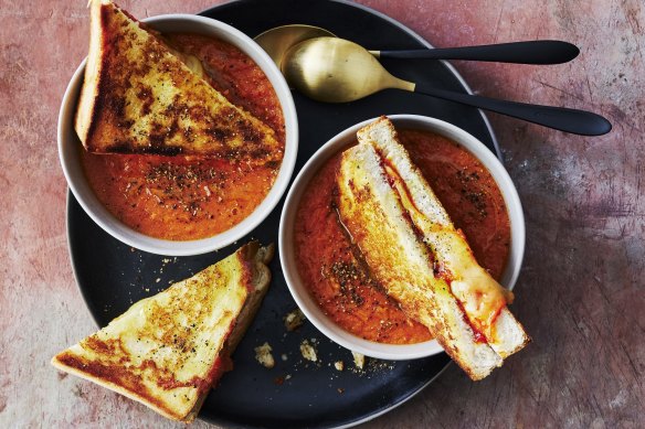 Yes, You Can Occasionally Dip A Cheese Toast Into Your Omato And Kimchi Soup. 