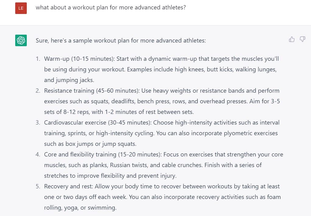 Chatgpt Workout Plan For Advanced Athletes