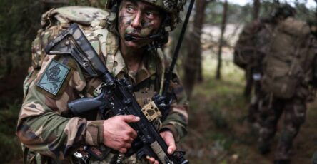 A soldier walks from one point to another during a land navigation course at Camp Williams, Utah, April 15, 2021.