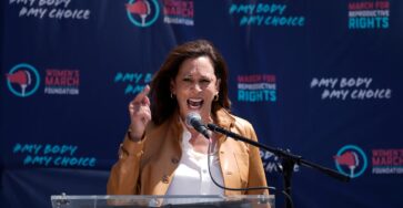 Kamala Harris rallies as High Court looks at abortion pill rules