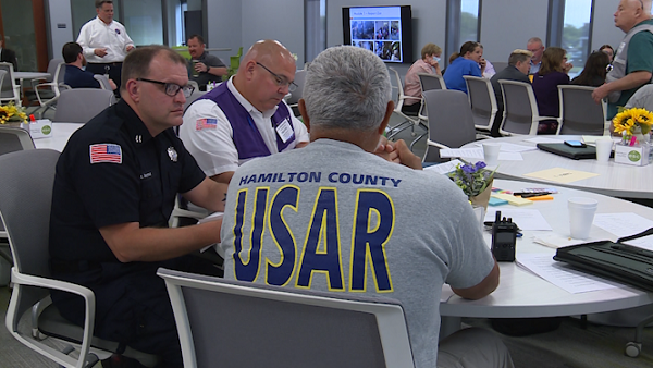 Emergency planners conduct a training exercise involving a mock hazmat fire in Madeira