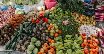 An array of colorful vegetables in a market